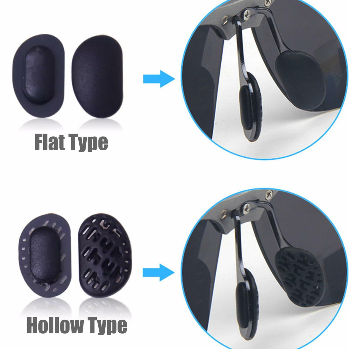 TORWOL 5 Pairs Silicone Glasses Nose Pads Push-in Anti-Slip Black Replacement