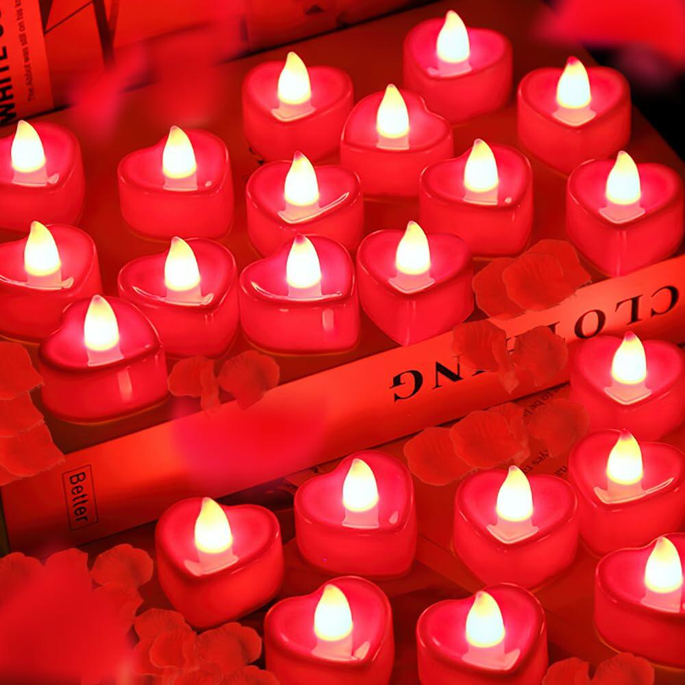 [Like New] LSVGSAK Romantic LED Candle Lights & 1000pcs Red Rose Petals Set