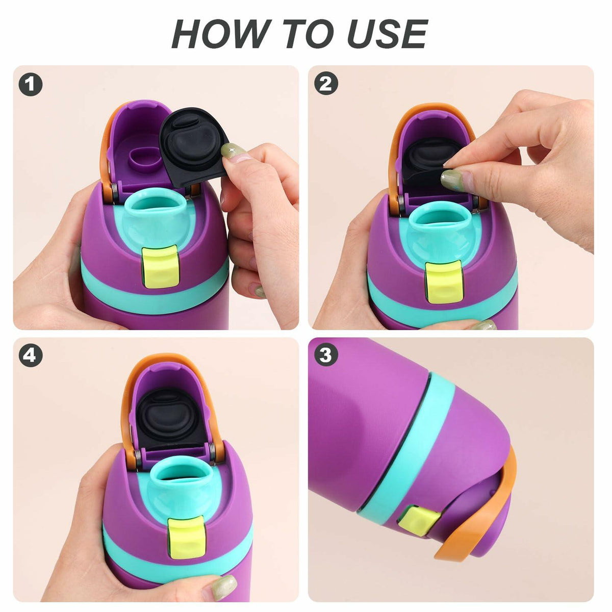PEUTIER 3pcs Black Stopper for Owala FreeSip Bottle Lid Seal Silicone Plug