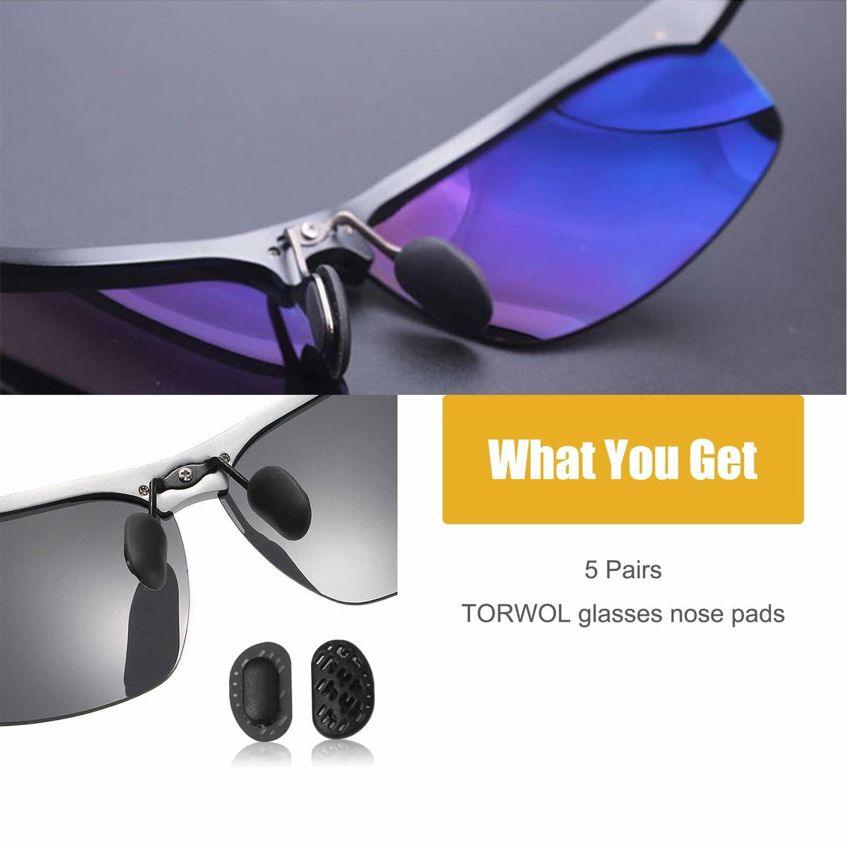 TORWOL 5 Pairs Silicone Glasses Nose Pads Push-in Anti-Slip Black Replacement
