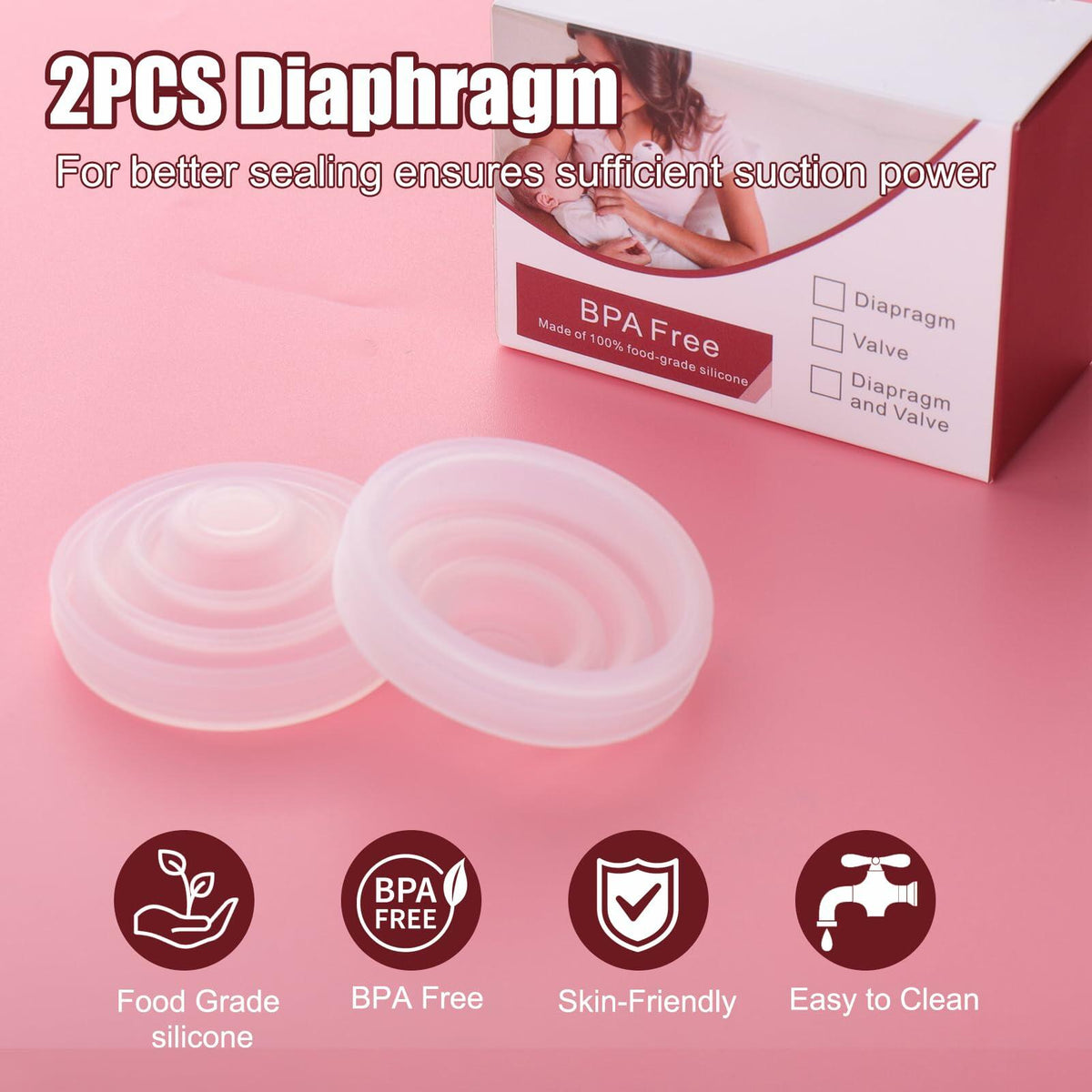Mity rain 2pcs Silicone Diaphragm for Momcozy M5 Breast Pump Replacement Parts
