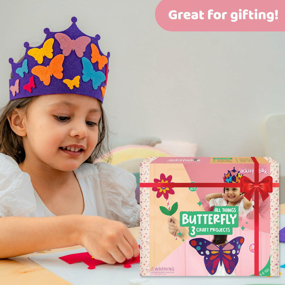 jackinthebox Butterflies Costume Craft Kit 3 Craft Projects Ages 3-5 OPEN BOX