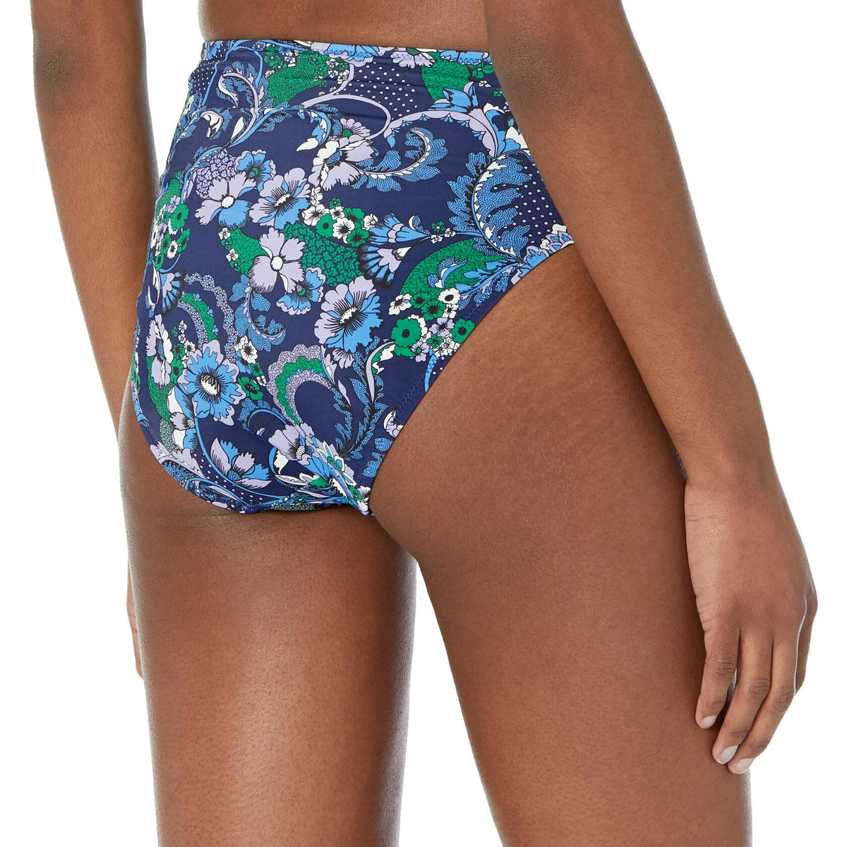 Amazon Essentials Women's High Waist Bikini Bottom Deep Blue Paisley Size XS