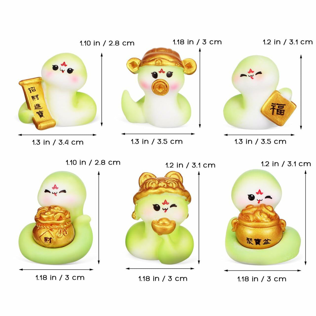 VICASKY Chinese New Year 2025 Snake Resin Figurines 10 Pcs Lucky Miniatures