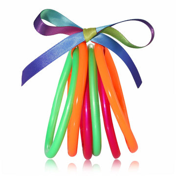 FAERLIIRY Silicone Jelly Bracelet Rainbow Glow Neon Color Lightweight Waterproof
