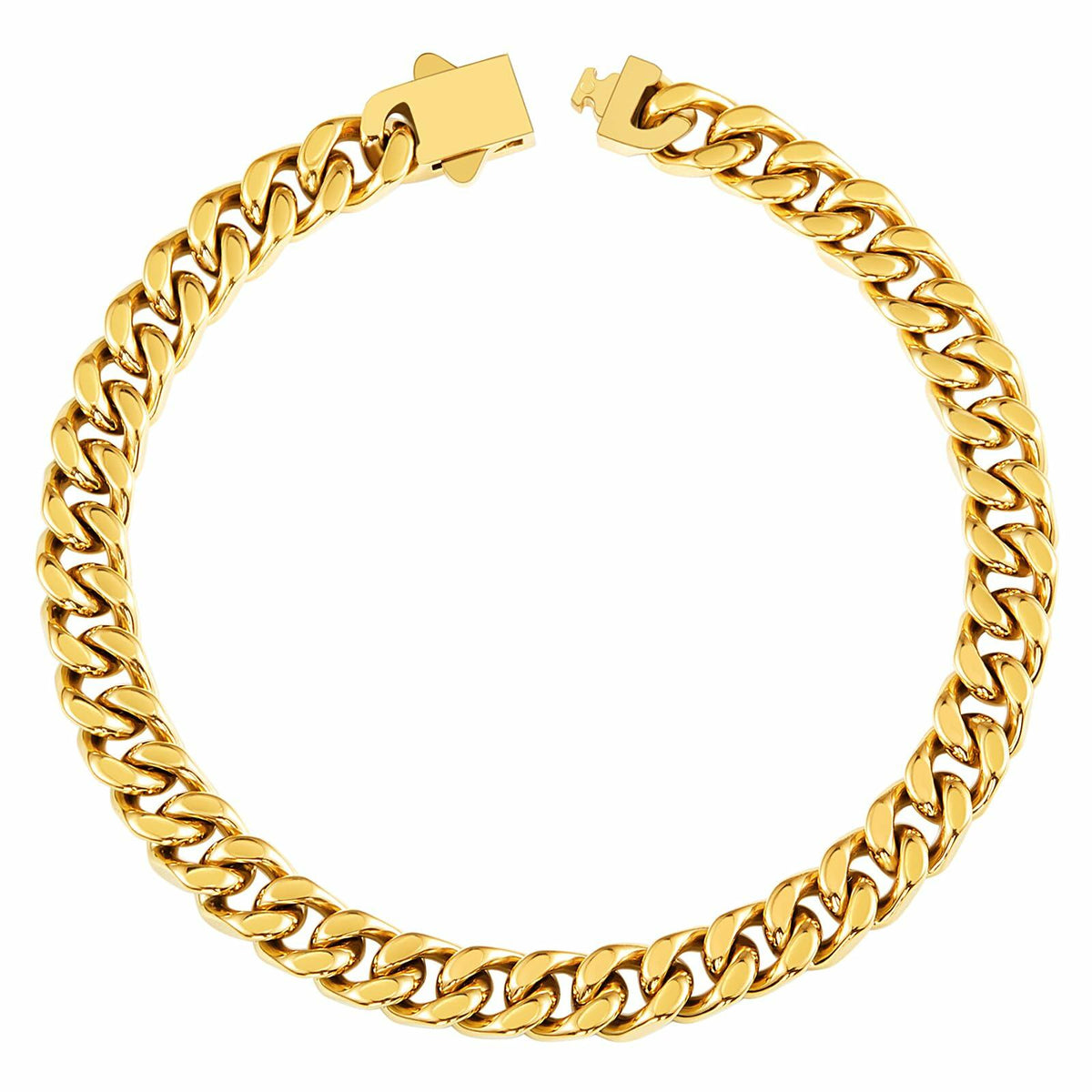 Kindoo Stainless Steel Cuban Link Bracelet 7mm Gold 8.6in