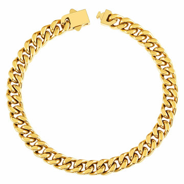 Kindoo Stainless Steel Cuban Link Bracelet 7mm Gold 8.6in