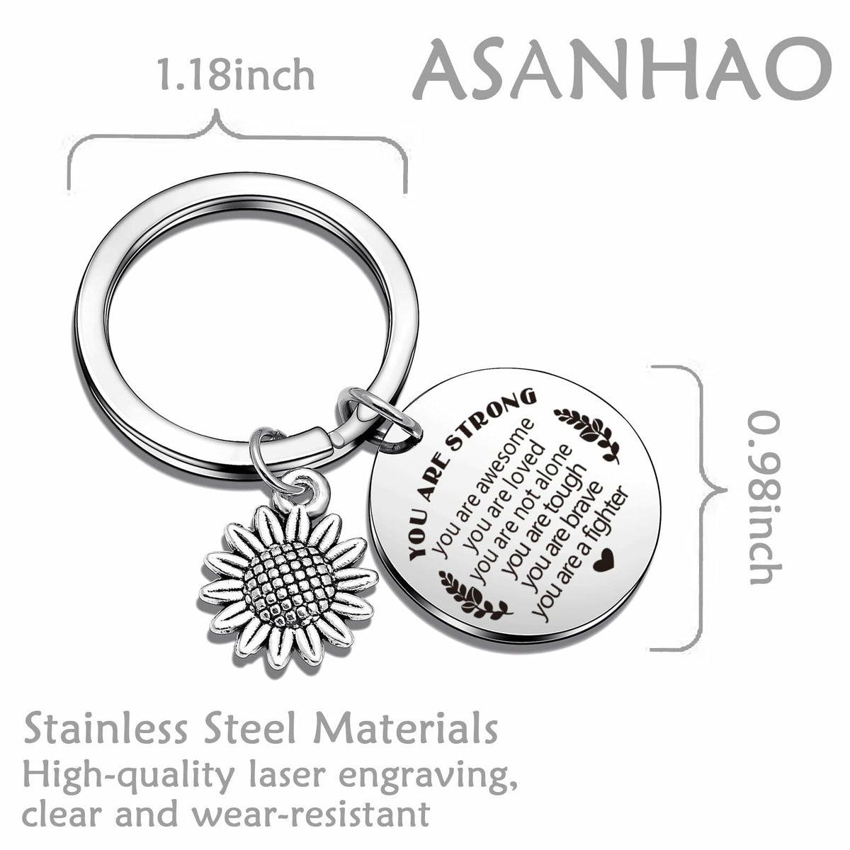 ASANHAO Get Well Soon Keychain Cancer Survivor Support Gift 1.18″