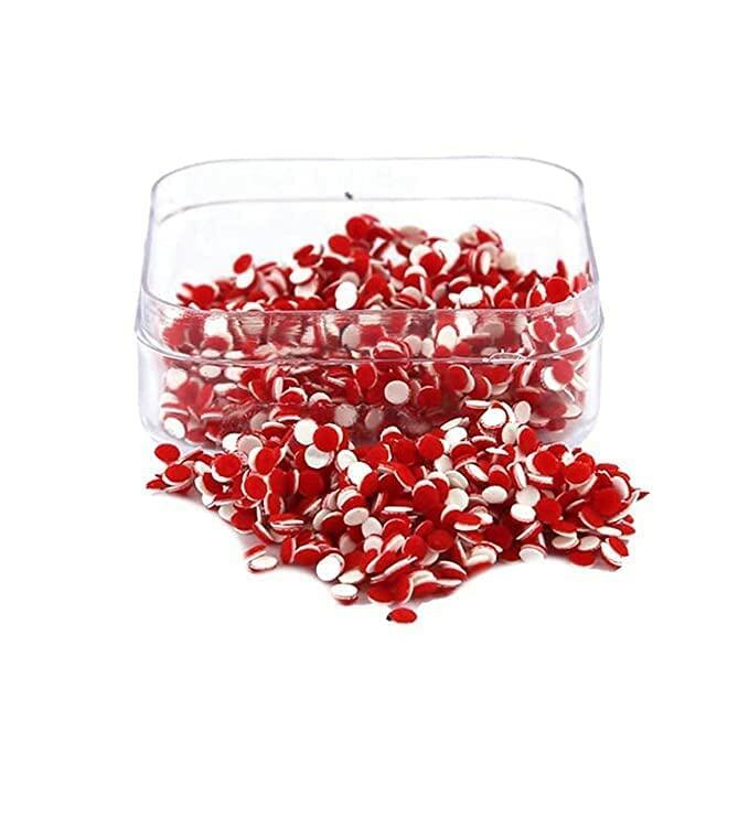 Qtron Velvet Dot Bindi Stickers Medium Red Round Adhesive Body Jewelry