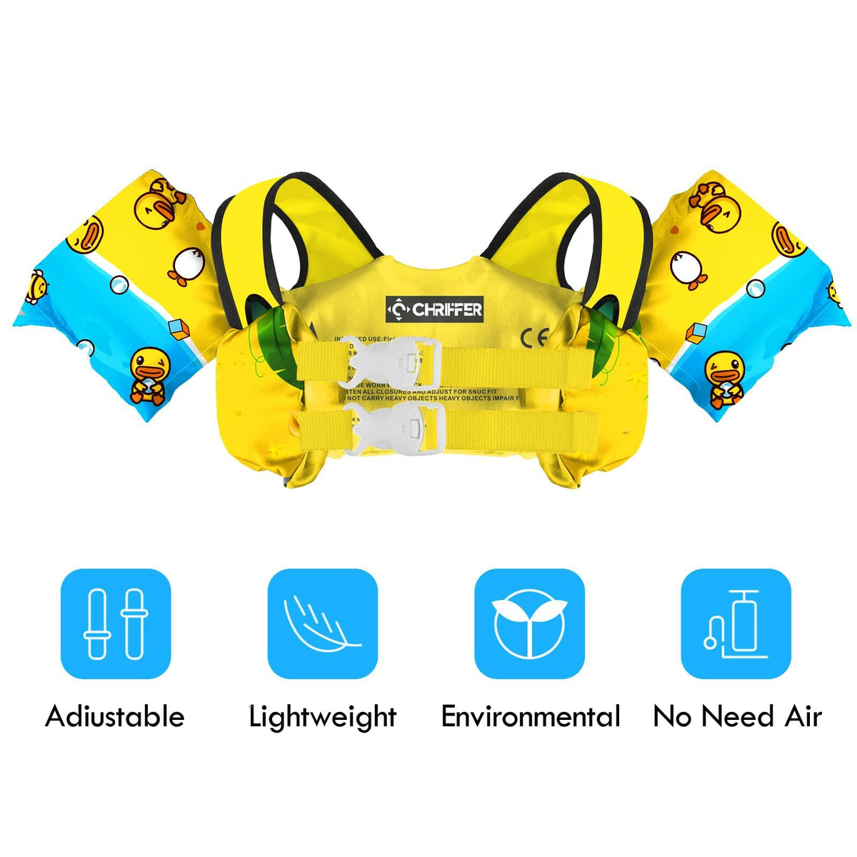 Chriffer Kids Swim Vest Life Jacket 30-55lbs Toddler Floaties with Arm Wings
