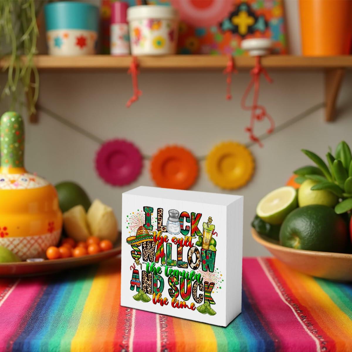 MIOOKISS Cinco De Mayo Rustic Wooden Box Sign 5x5 inch I Lock The Salt