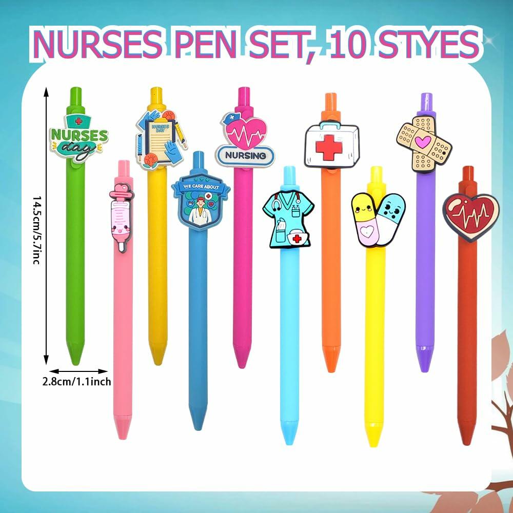 BAISDY 10pcs Nurse Pens Cute Nursing Student Essentials Black Ink