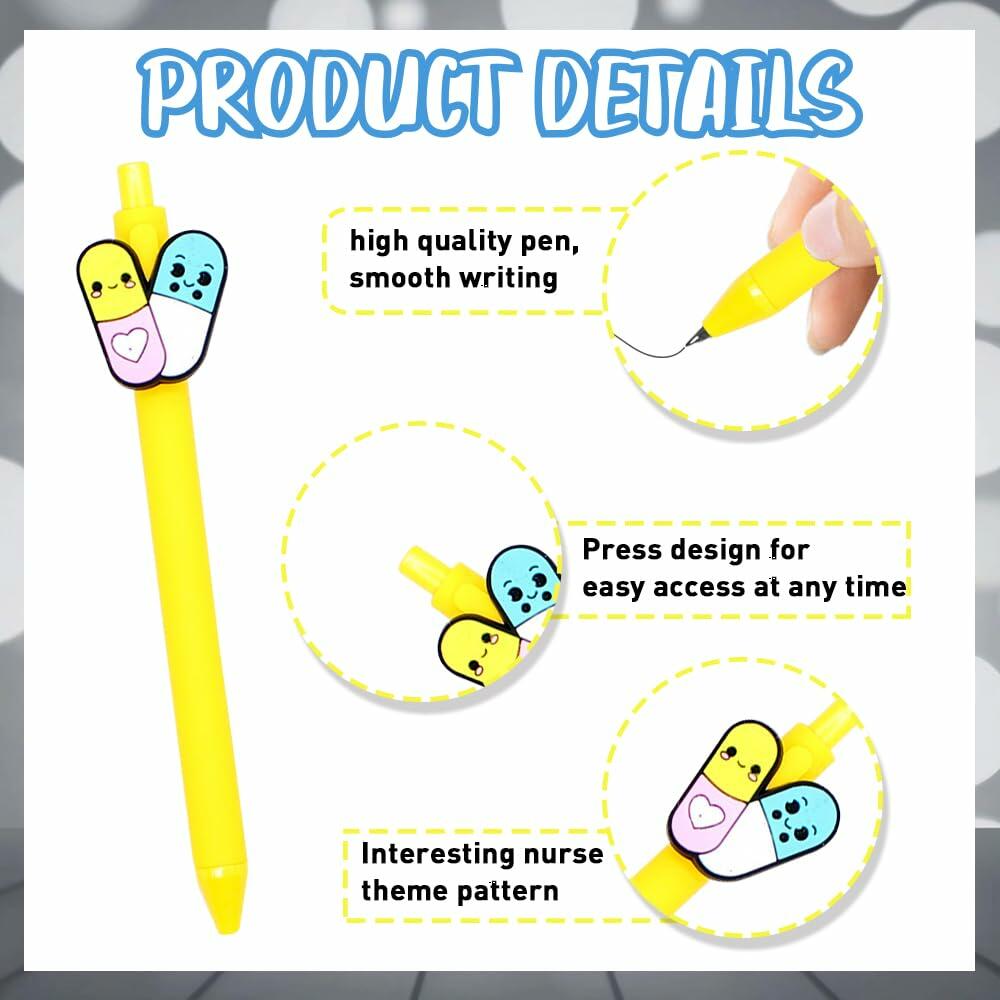 BAISDY 10pcs Nurse Pens Cute Nursing Student Essentials Black Ink