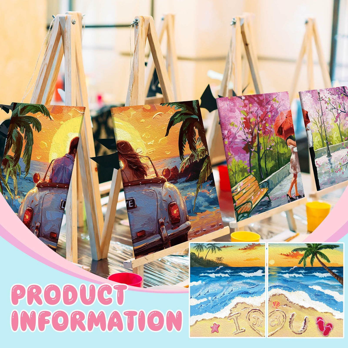 Ctosree 12 Pcs Valentine Pre Drawn Canvas Painting Boards 8x10 Inch Scenery