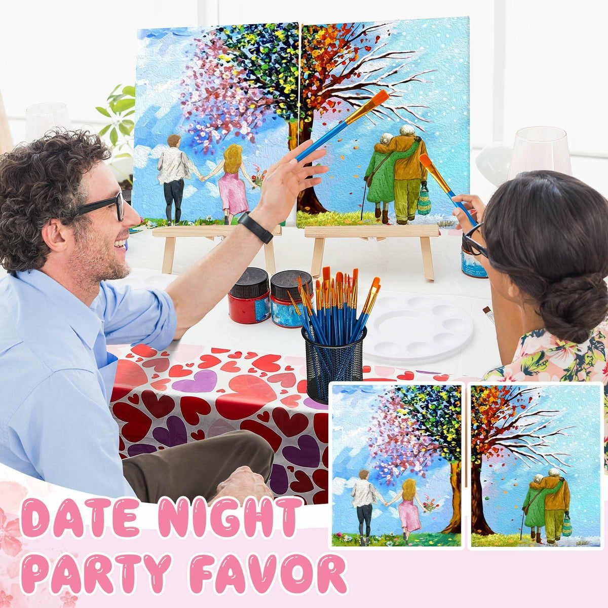 Ctosree 12 Pcs Valentine Pre Drawn Canvas Painting Boards 8x10 Inch Scenery