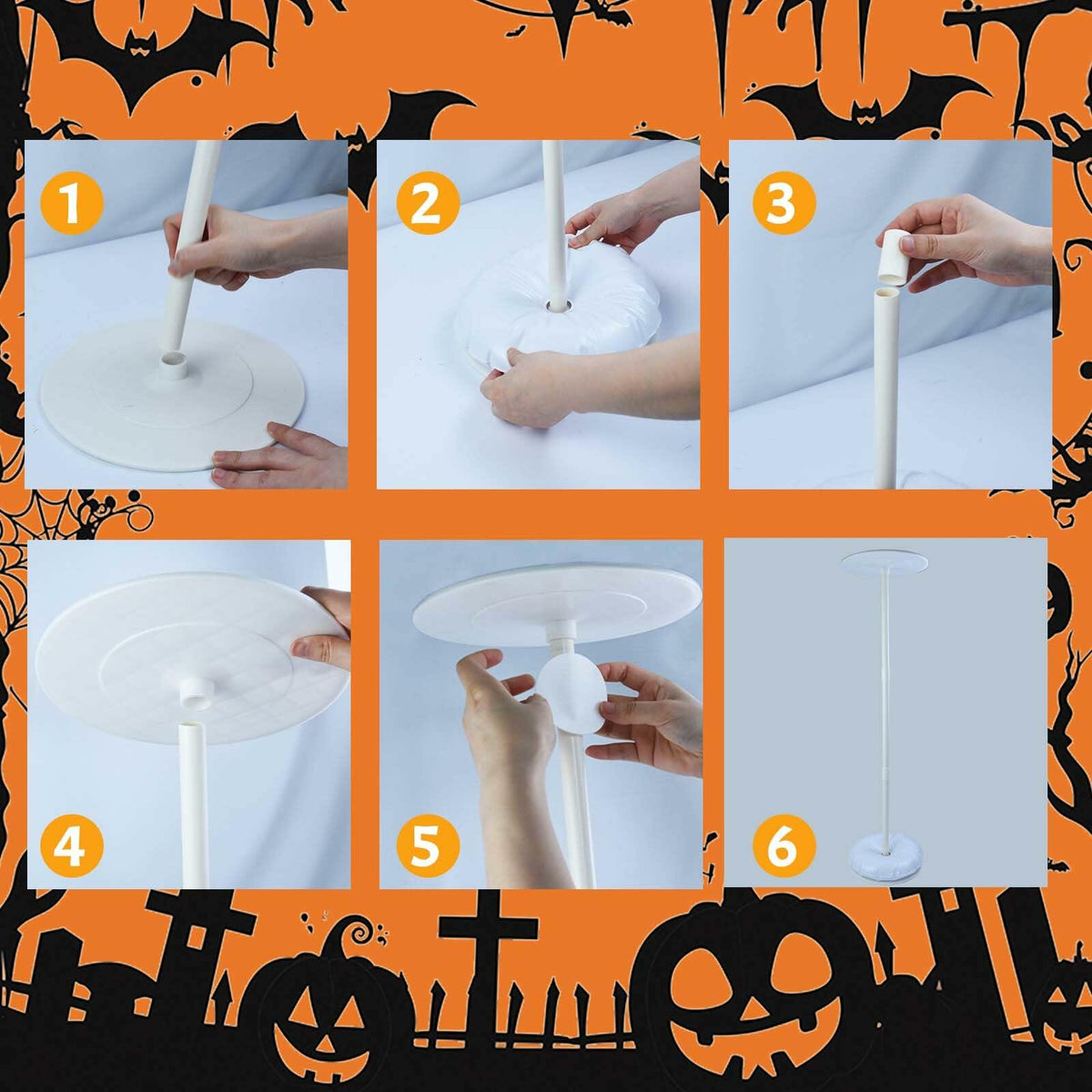 Waybas Ghost Halloween Candy Bowl LED Lights Outdoor 47" Tall White