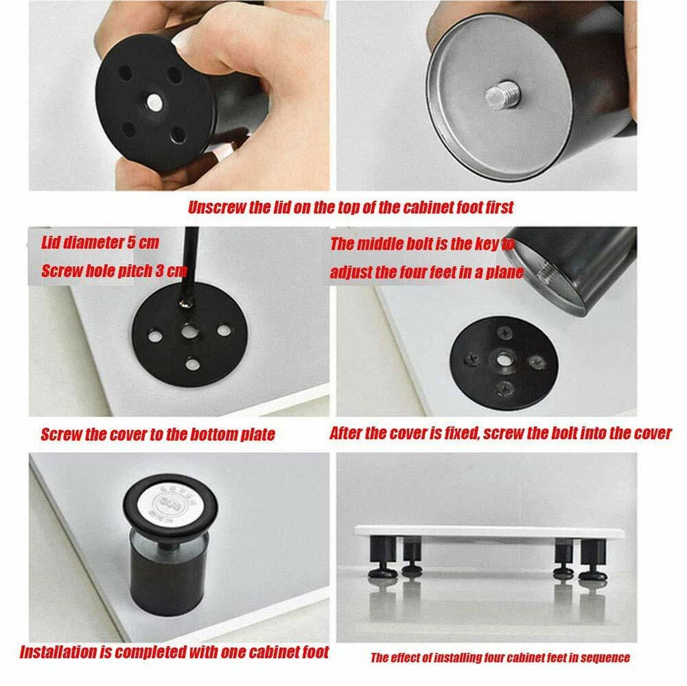 Lheng Stainless Steel Adjustable Furniture Legs Black 18cm 2 Pcs