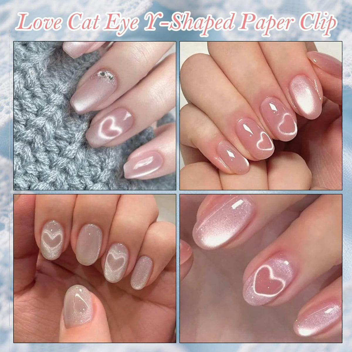 KooluWin 5 Pack Heart Cat Eye Gel Polish Magnets Black with Y-Shaped Guide