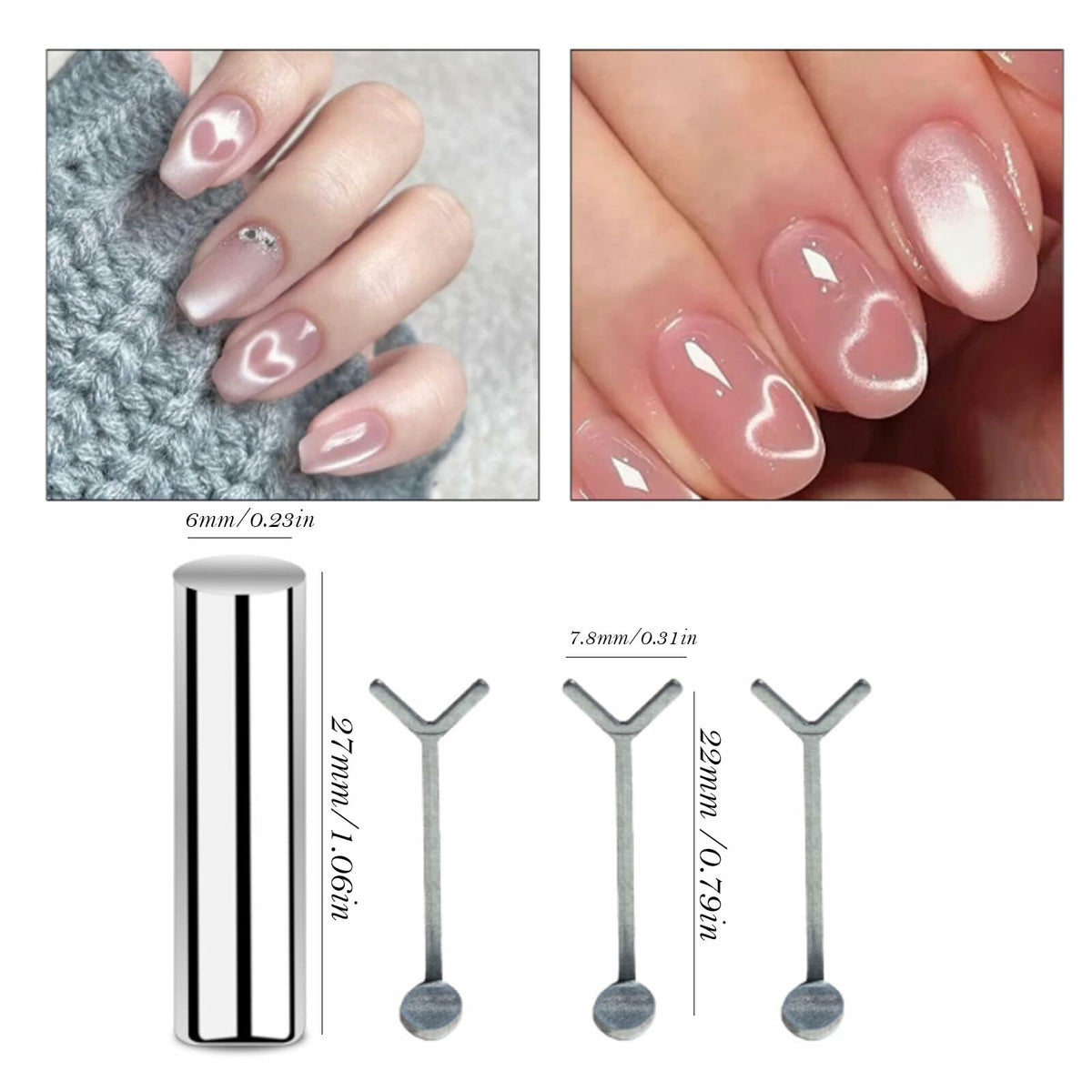 KooluWin 5 Pack Heart Cat Eye Gel Polish Magnets Black with Y-Shaped Guide