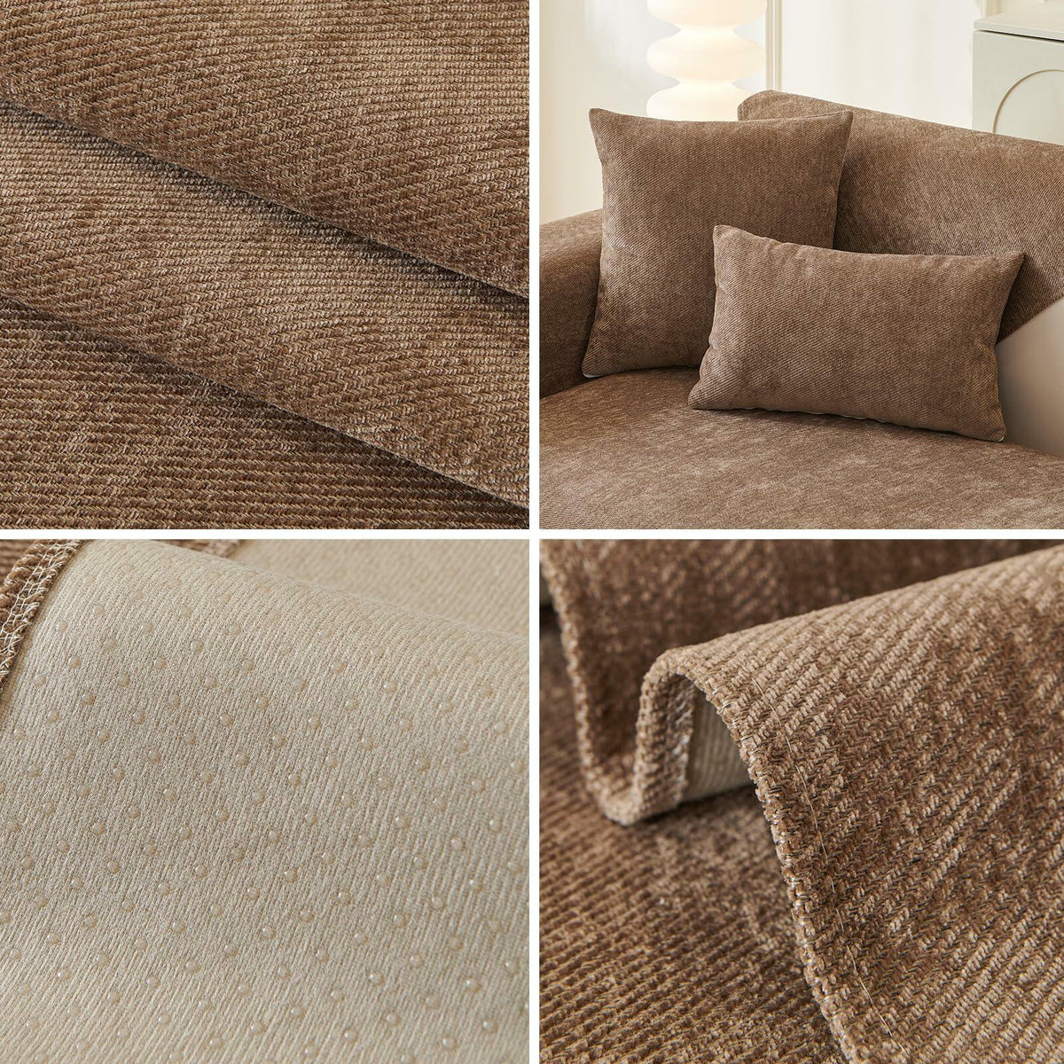 tianxinbaobei Plush Non-Slip Chenille Sofa Cover Light Gray 36x36 Armchair