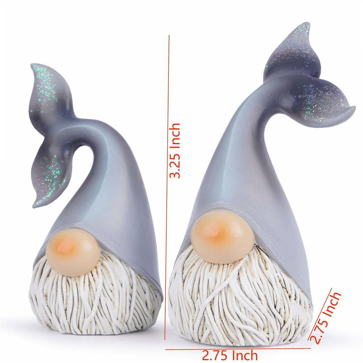 Hodao 2 Set Summer Ocean Gnome Resin Figurines Mermaid Grey Scandinavian