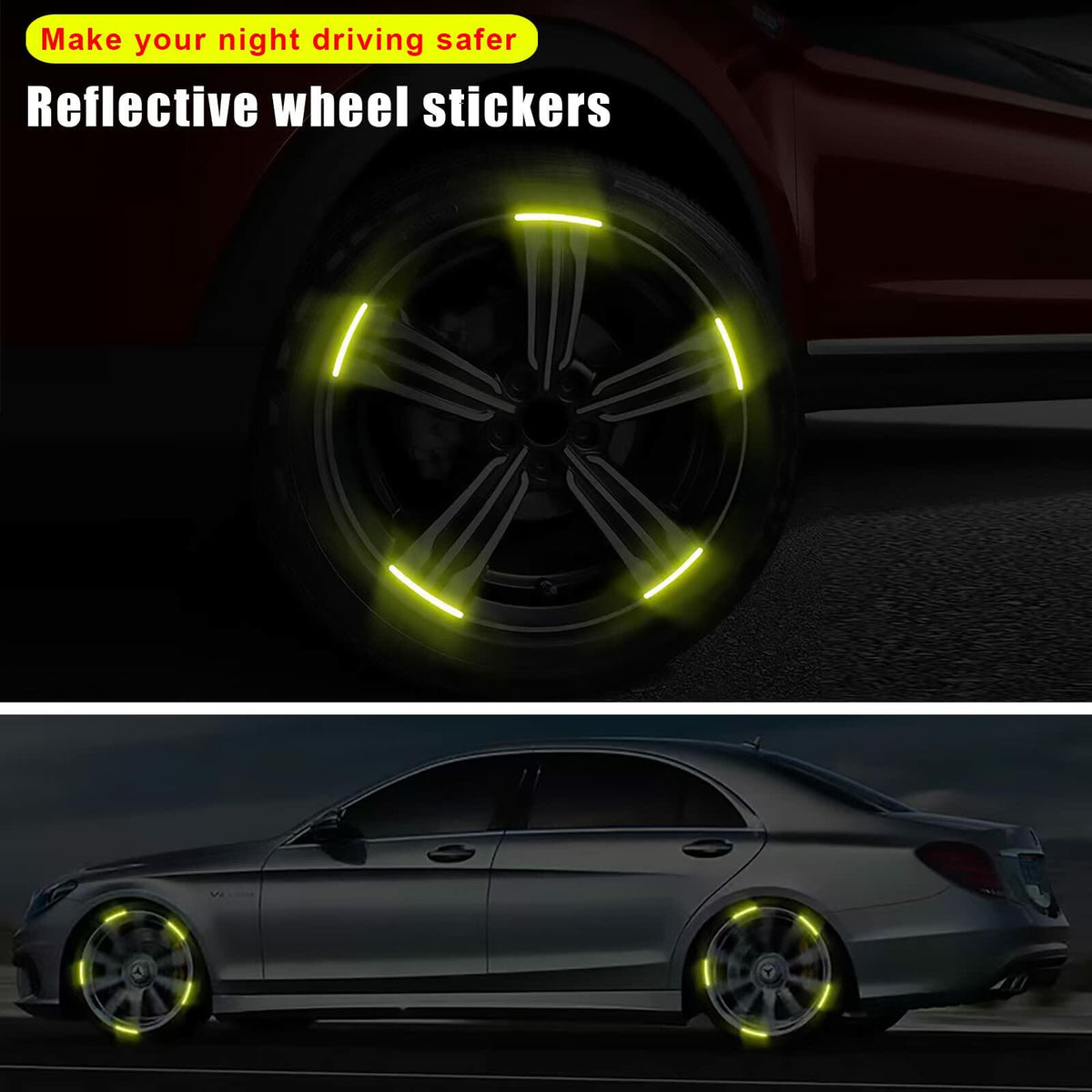 3D Strong Reflective Car Fender Trunk Wheel Tire Rim Stickers Diamond Grade