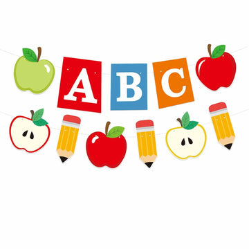 HYELNHUA ABC Apple Alphabet Party Banner Red Pink Back to School Decor