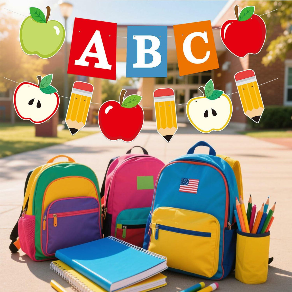 HYELNHUA ABC Apple Alphabet Party Banner Red Pink Back to School Decor