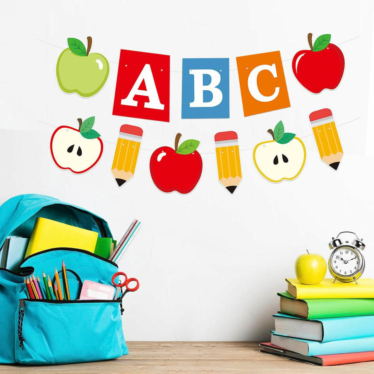 HYELNHUA ABC Apple Alphabet Party Banner Red Pink Back to School Decor