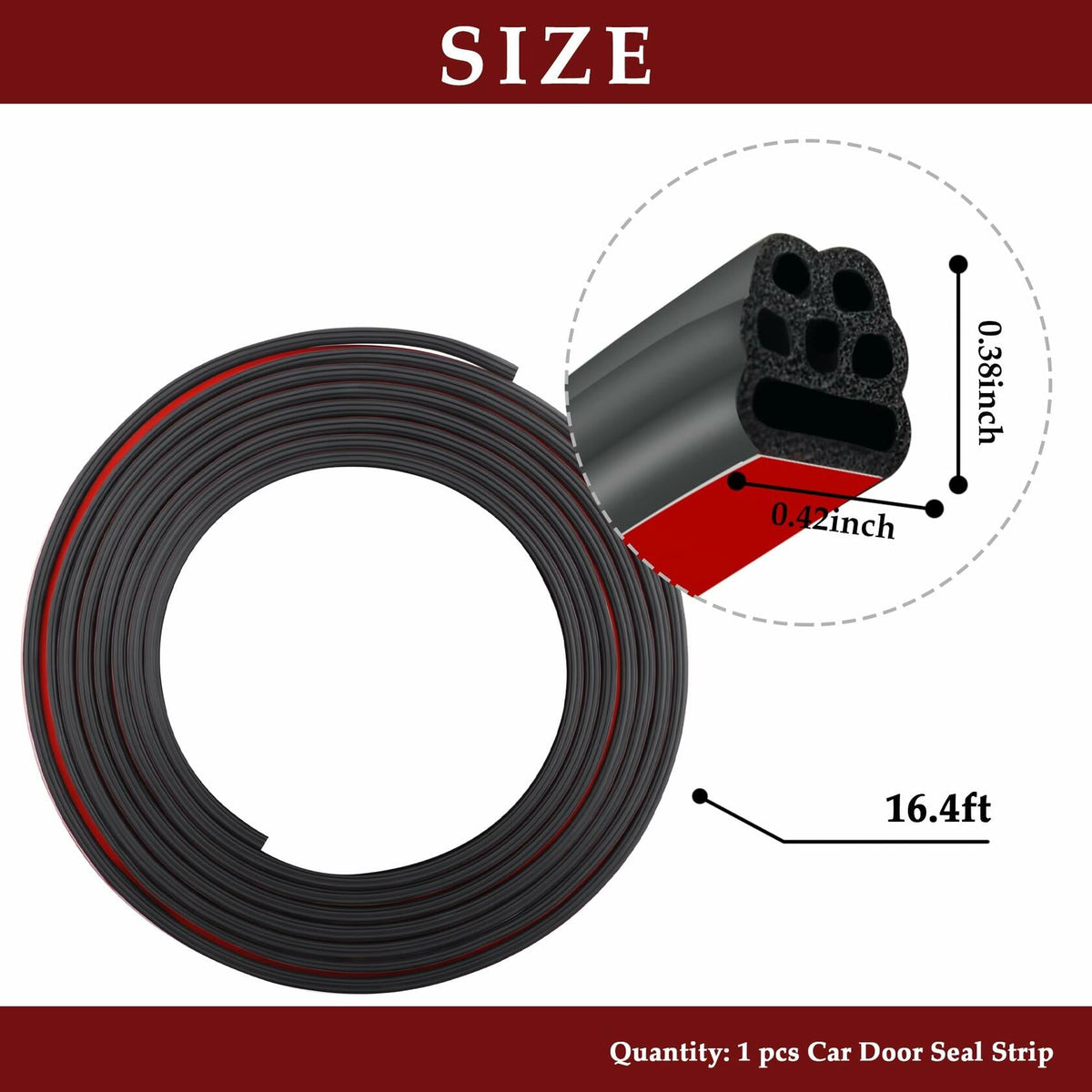 CXCCOI 16.4Ft Automotive Weather Stripping Car Door Seal Strip Black
