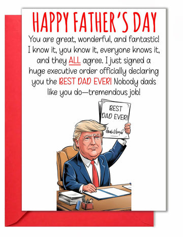 HOMEVAGE Fathers Day Card Funny Quote Folded 5x7in Red Envelope