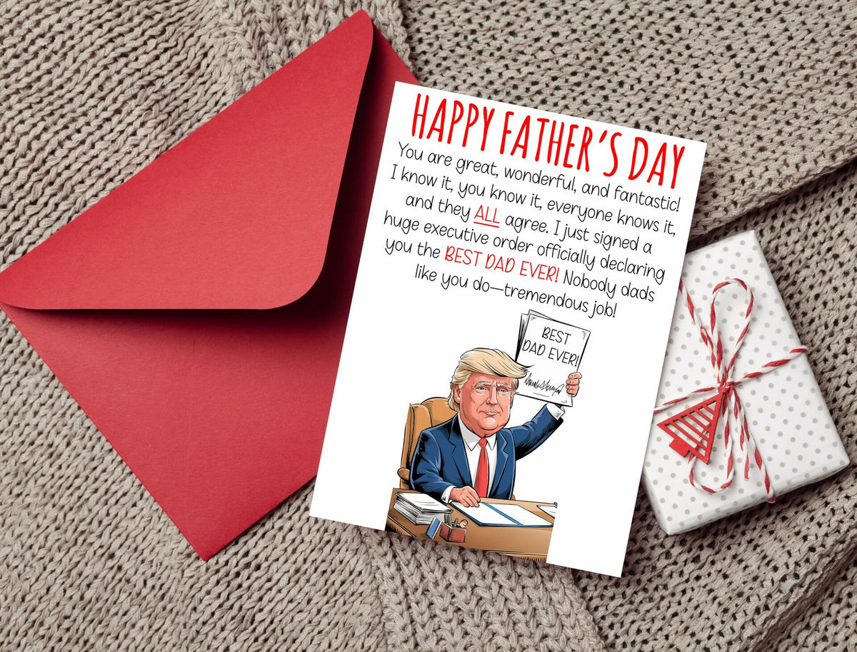HOMEVAGE Fathers Day Card Funny Quote Folded 5x7in Red Envelope