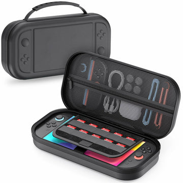 STARTRC GAMES Switch 2 Carrying Case Large PU Hard Travel Bag Black
