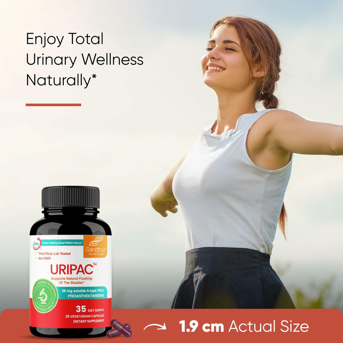 BestBy06/26 Sandhu's Uripac 36mg PACs Cranberry Extract 35 Capsules
