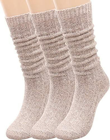 TINTAO Women Winter Wool Cable Knit Knee High Boot Socks 3 Pairs Size 5-11 A06