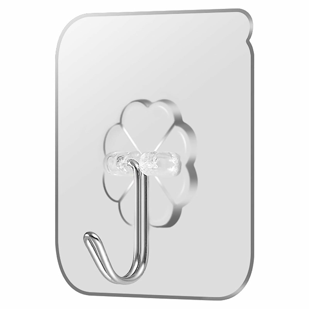 YAYETUR Strong Adhesive Wall Hook Acrylic Plum Blossom Transparent 2.8x2.8"
