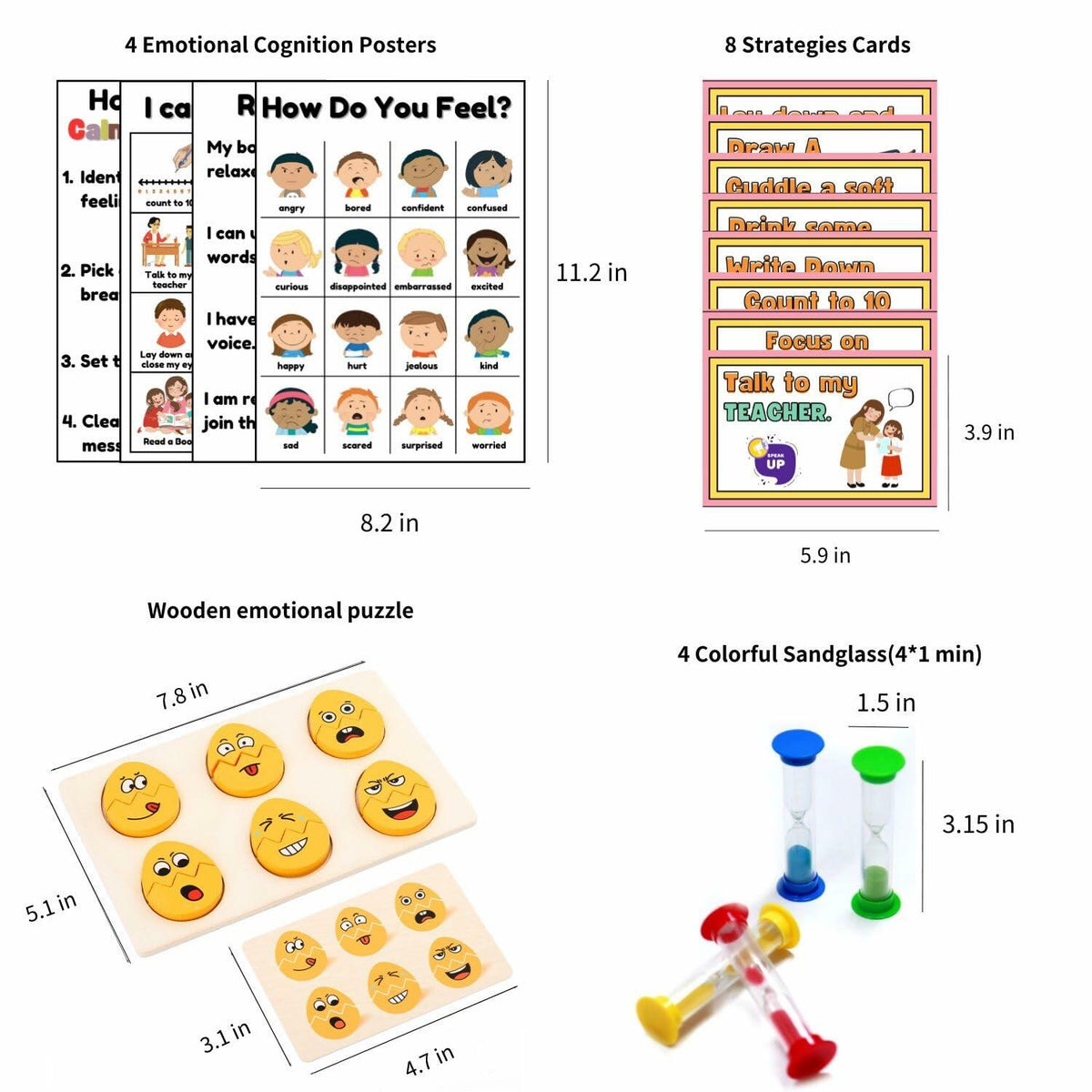 Roromonia Calming Corner Kit with Posters Feelings Chart Wooden Puzzle