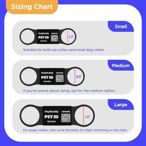 HeyBuddy Slide Series QR Code Smart Pet Tag Stainless Steel Blue