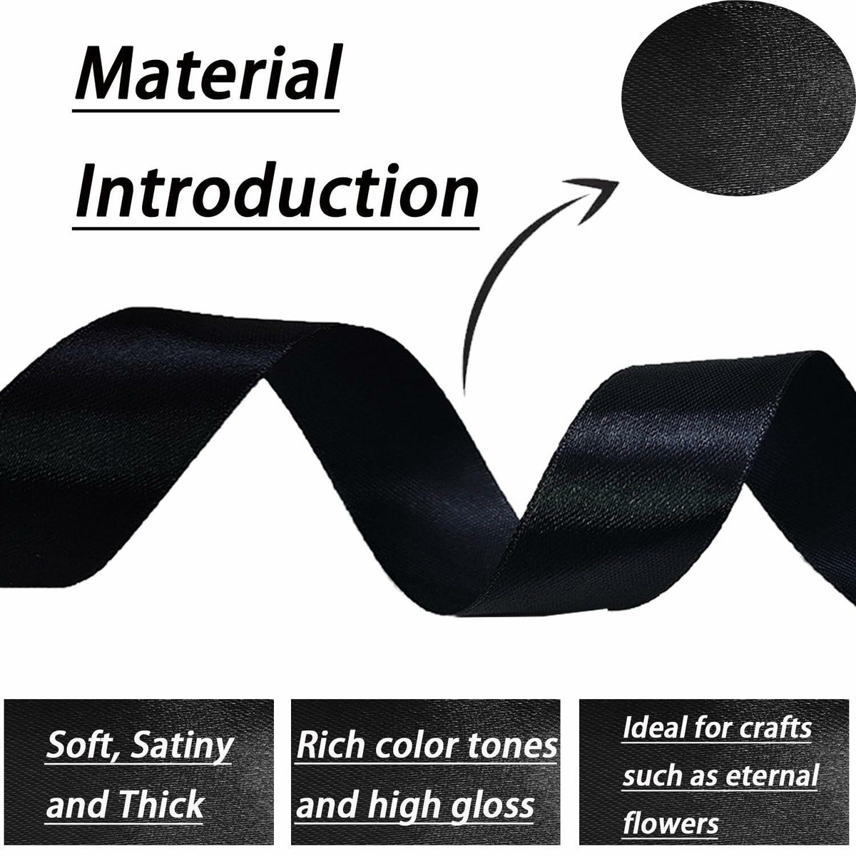 MEYIART Black Satin Ribbon 1.5in x 25yds Wedding Gift Wrapping Polyester