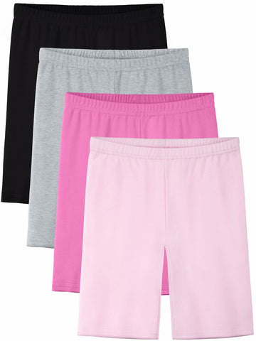 HoeVou Girls Cotton Cartwheel Biker Bermuda Shorts 4 Pack Multi-Color Size 5-6X