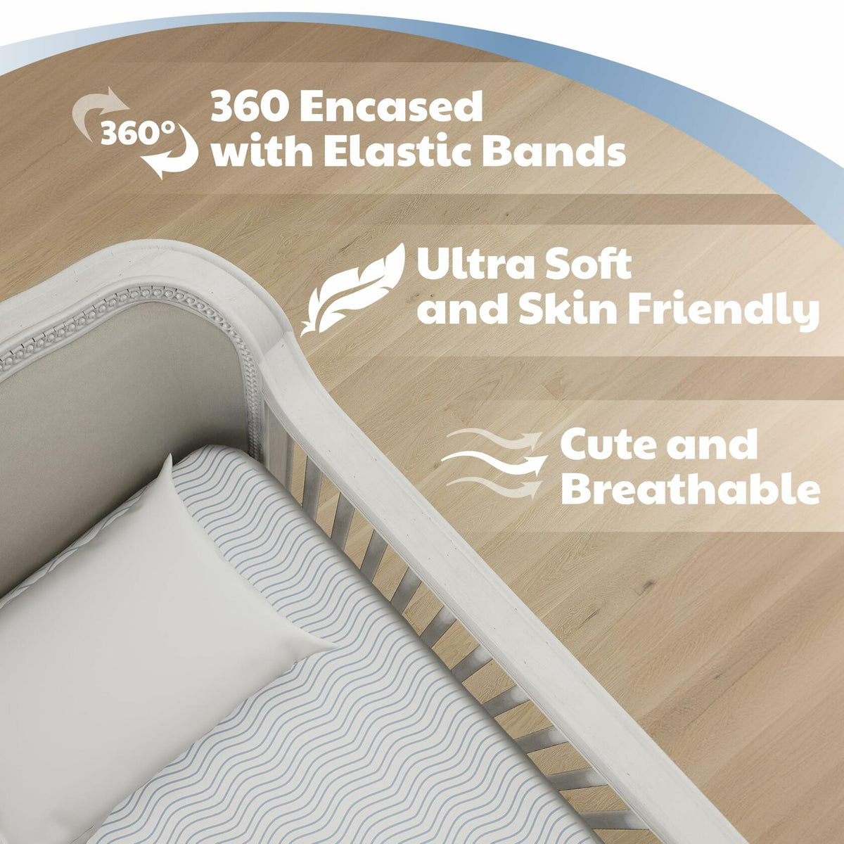 Earth&ME Waterproof Bassinet Mattress Sheets 100% Cotton Brown Waves Universal