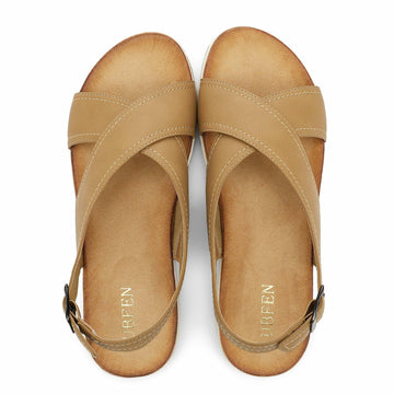 UBFEN Womens Flat Sandals Arch Support Adjustable Slingback Khaki Size 10.5 inches