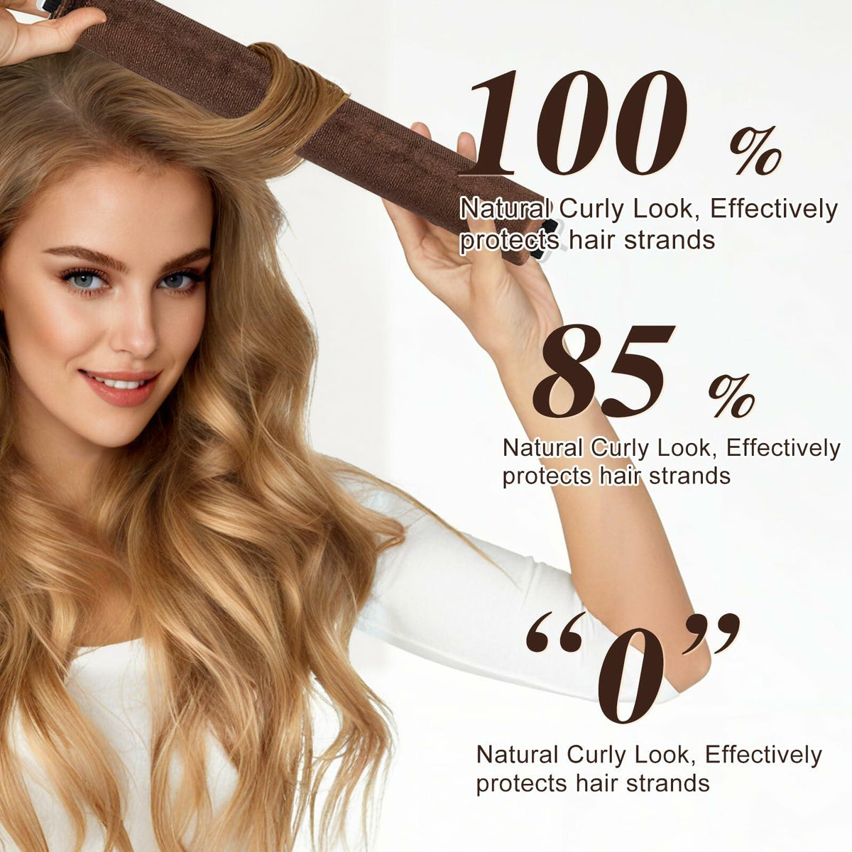 nunflue Heatless Hair Curlers Soft Overnight Set Brown 4Pcs with Silk Scarf
