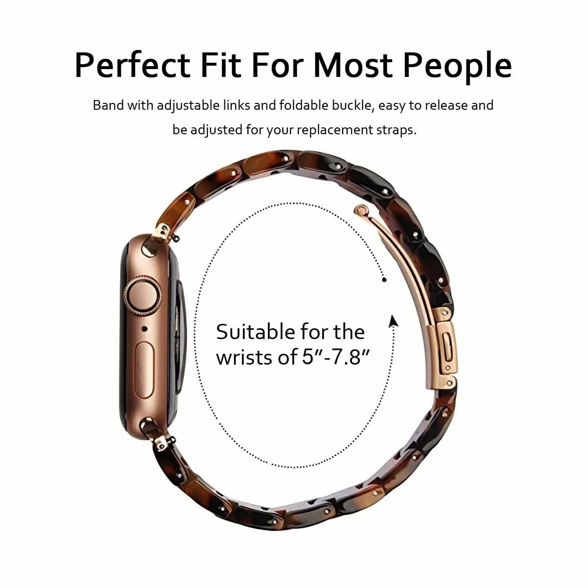 MAIRUI Resin Watch Band Compatible Apple Watch Series 1-9 Ultra 42-49mm Pink Tan
