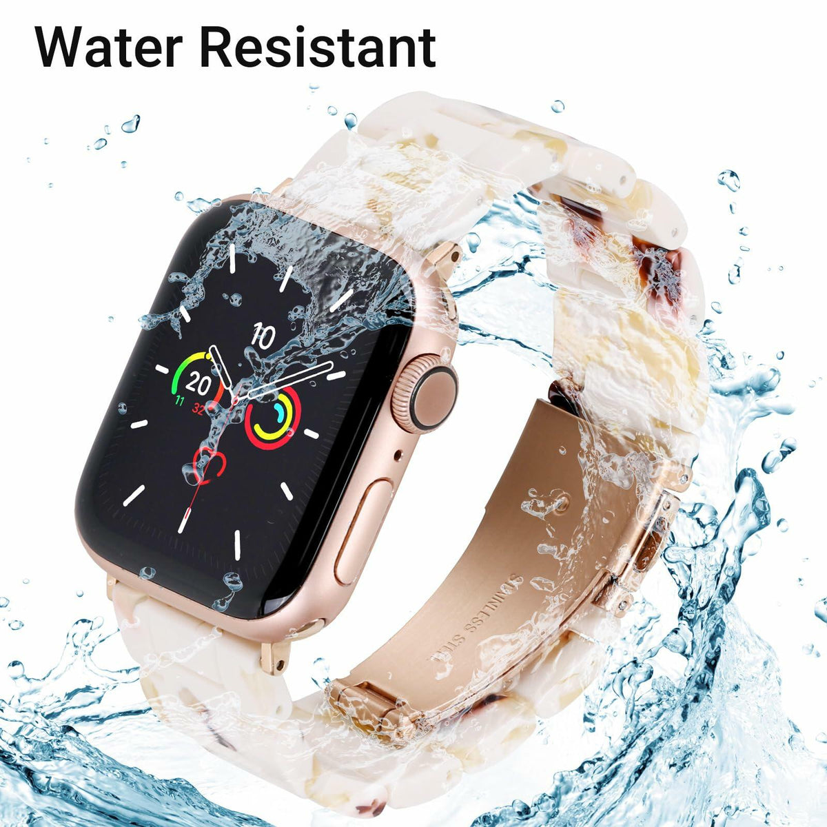 MAIRUI Resin Watch Band for Apple Watch 49/45/44/42mm Slim Strap Nougat White