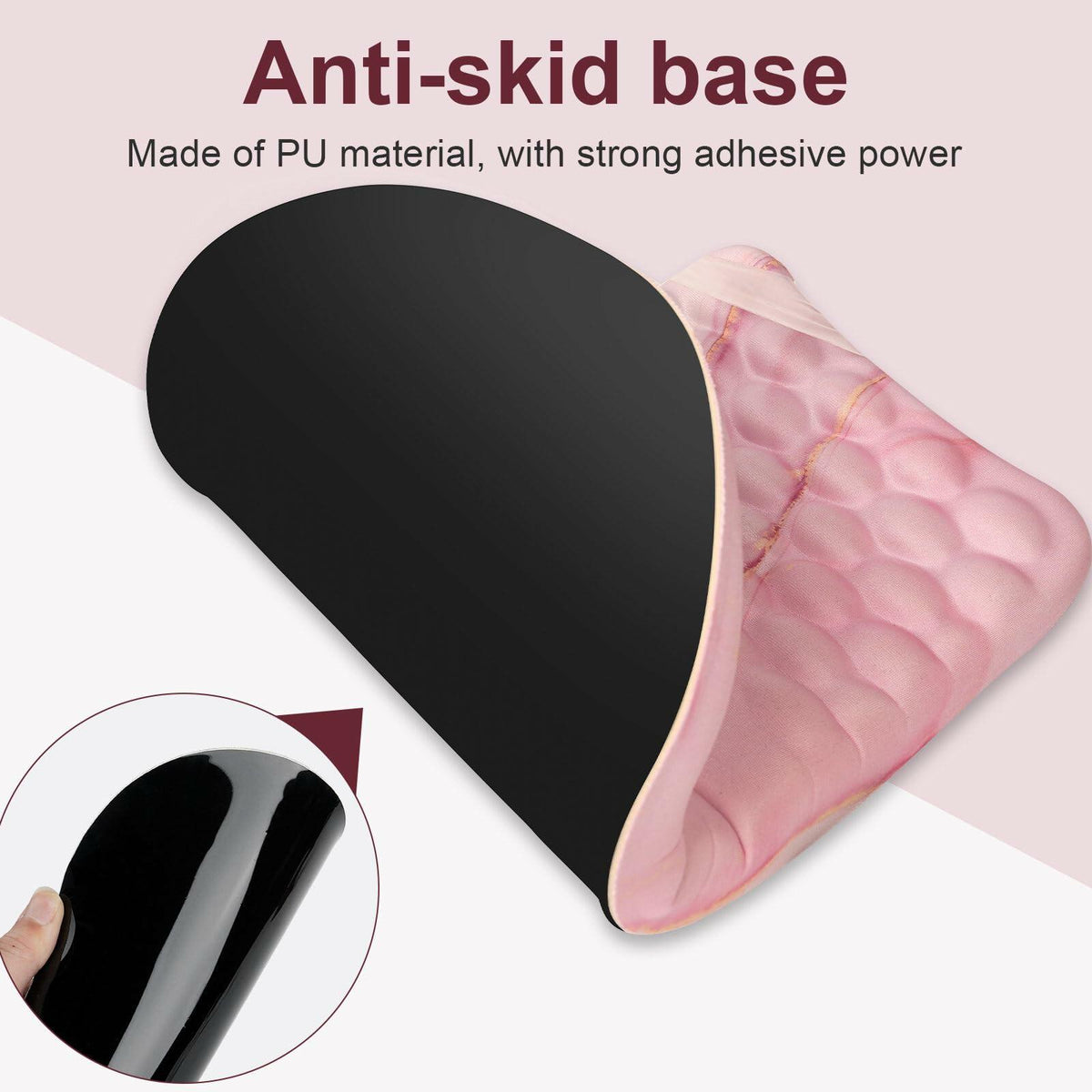 Knocent Ergonomic Wrist Mouse Pad Massage Memory Foam Non-Slip Pink Marble