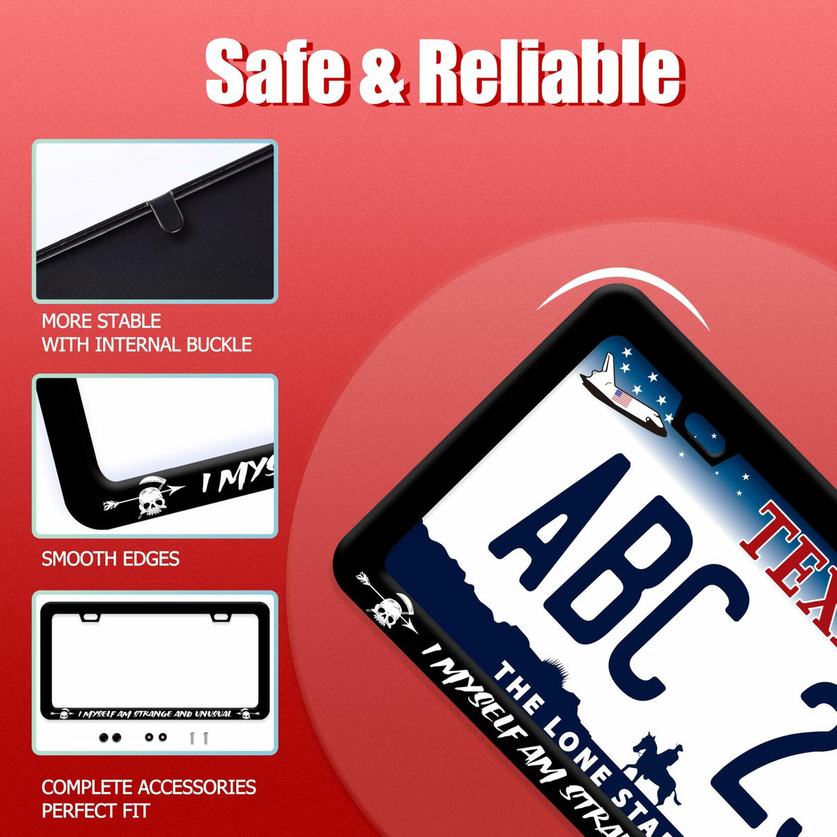 I Myself am Strange and Unusual Stainless Steel License Plate Frame 12.2x6