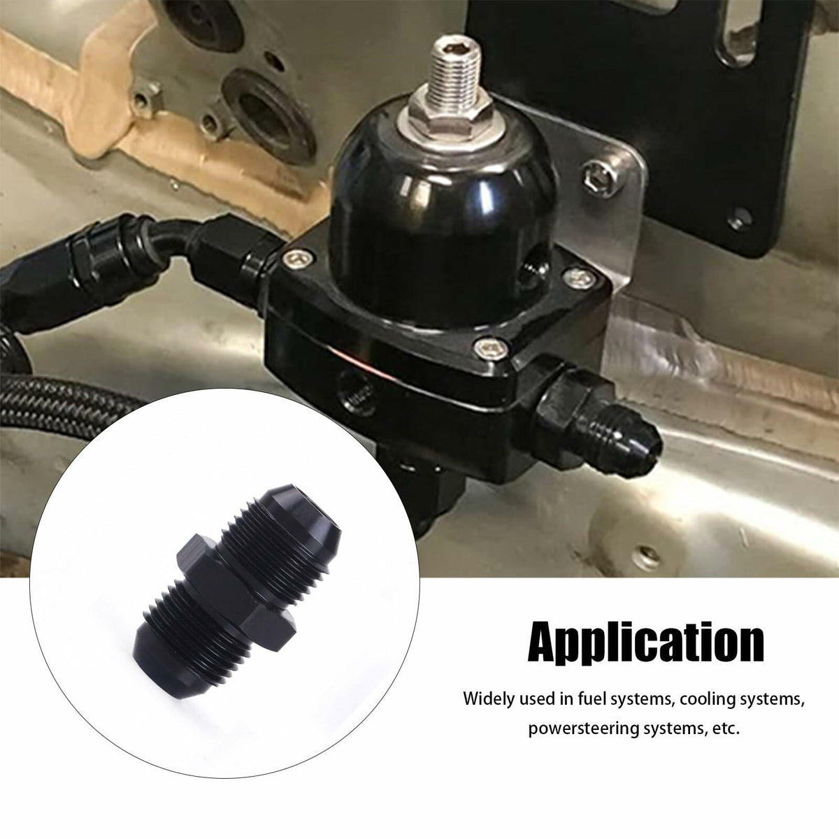 YOMIRACING 6AN Male to AN6 Male Flare Adapter Coupler Black Pack of 2