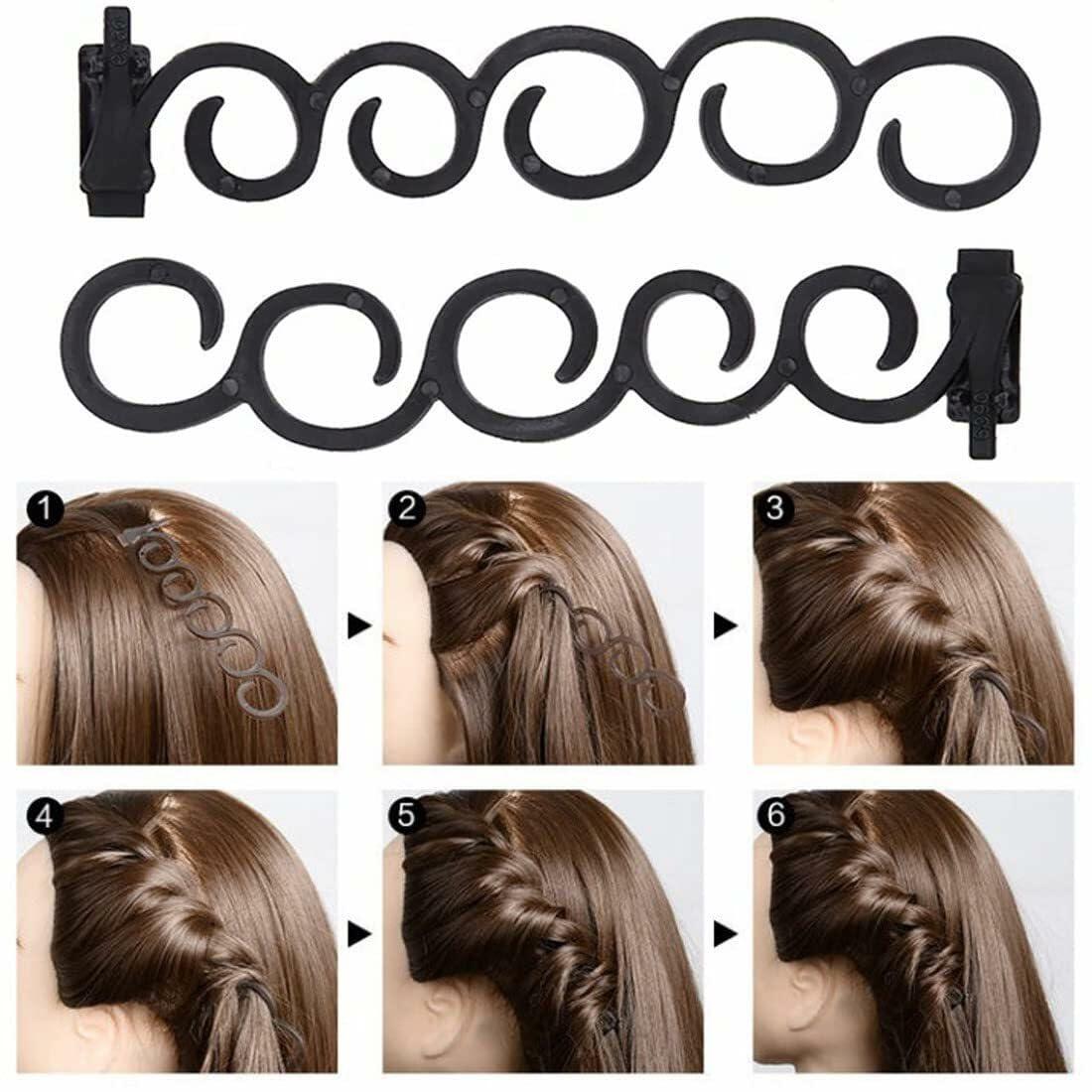 ZZJB Women's Hair Styling Set 7-Piece Black Resin French Braid Tools