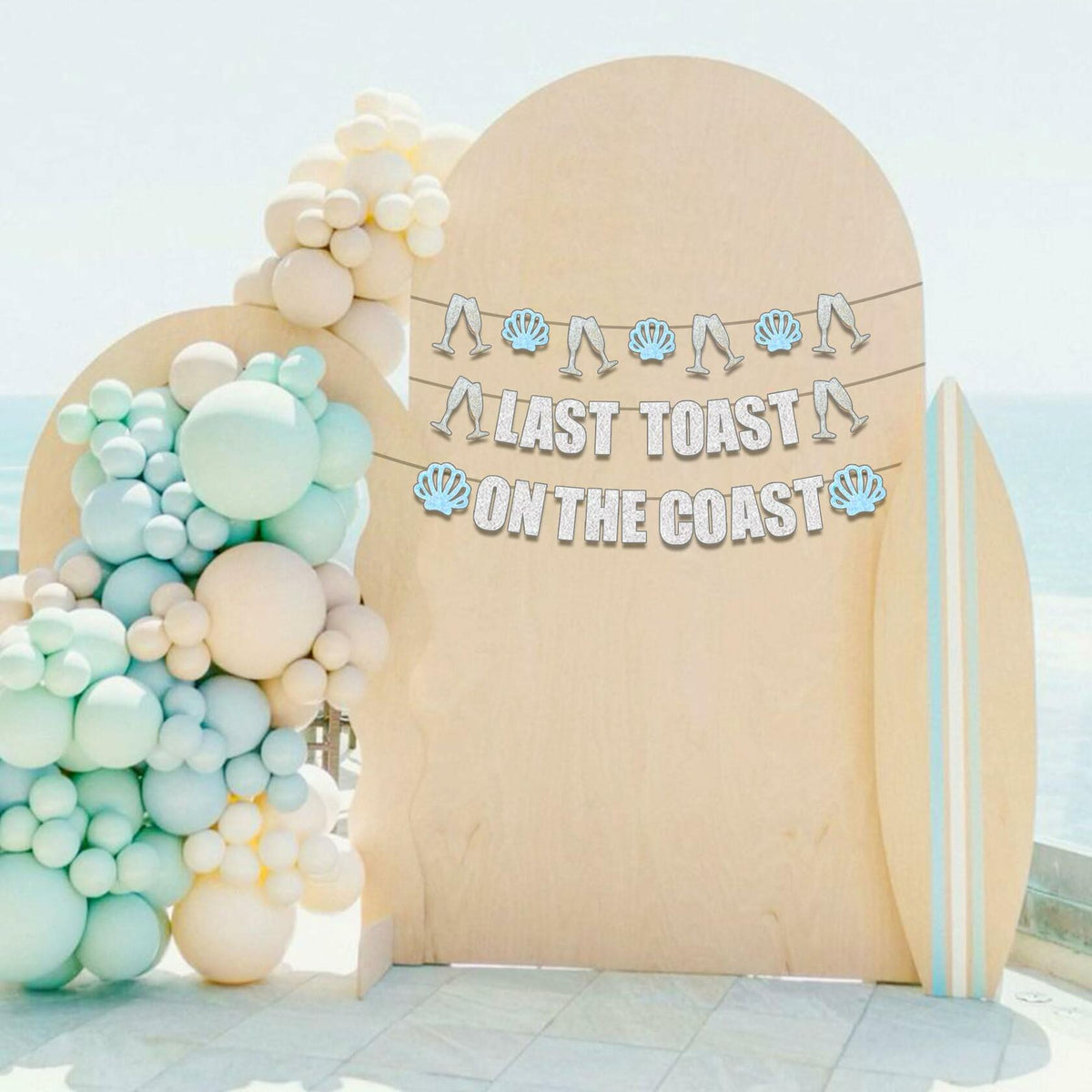 JeVenis Last Toast On The Coast Blue Beach Bachelorette Party Banner